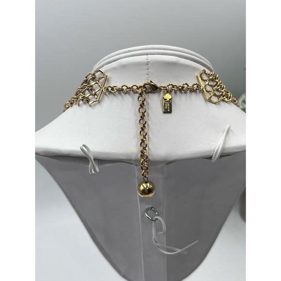 Kate Spade NY Three Tier Gold Tone Resin Dangle Statement Bib Layered Necklace - Picture 4 of 16